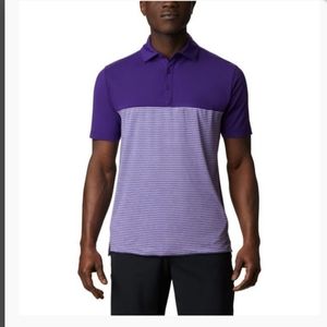 COPY - Men's Columbia Golf Omni-Wick Stacked Polo Purple M UPF Protection Butto…